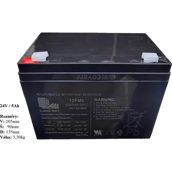 Dětské elektrovozidlo Olověná nabíjecí baterie Long Way 24V - 5Ah/ 20HR