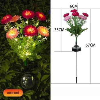 Zahradní dekorace Umělá květina se solárním světlem | Zahradní dekorace | Solární světlo - sněhová lotosová růže , 2 ks