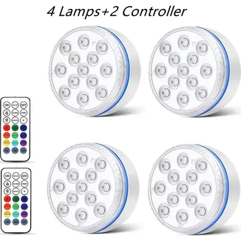 Noční světlo Aktualizované led světlo do vody s dálkovým ovládáním | podvodní světlo, rgb lampa - Ovladač 4 světel 2 , 7 cm