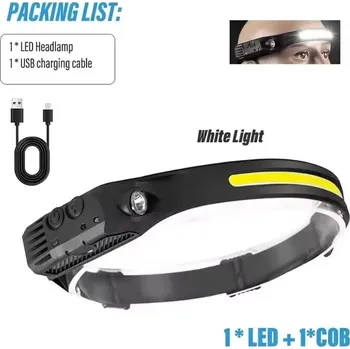 Čelovka Led čelovka se senzorem pohybu usb | čelová svítilna - W689-1 bílá