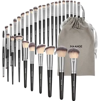 Kosmetický štětec Profesionální sada štětců na make up | kosmetické pomůcky 30+1 ks - Černá Stříbrná