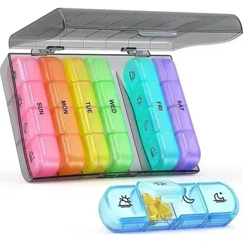 Týdenní box na prášky s velkými přihrádkami | dávkovač léků, krabička na léky - 28 mřížek-B