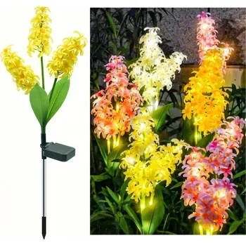 Zahradní dekorace Umělá květina se solárním světlem | Zahradní dekorace | Solární světlo - hyacintově žlutá , 2 ks