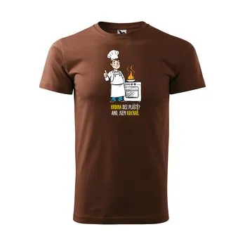 Pánské tričko Tričko s potiskem pro kuchaře Hrdina bez pláště? Ano, jsem kuchař: hnědé 3XL