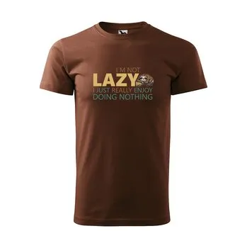 Pánské tričko Tričko s potiskem I’m not LAZY: hnědé 3XL