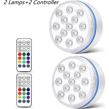 Noční světlo Aktualizované led světlo do vody s dálkovým ovládáním | podvodní světlo, rgb lampa - 2 Světla 2 Ovladač , 8,5 cm