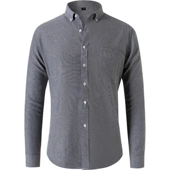 Pánská košile Pánská košile s dlouhým rukávem ve formálním stylu Barva: Šedá, Velikost: 2XL