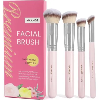 Kosmetický štětec Sada štětců na makeup s měkkými štětinami | kosmetické pomůcky 4 ks - Růžový