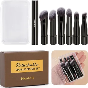 Kosmetický štětec Cestovní sada štětců na make-up s boxem | kosmetické potřeby 6+1 ks - Černý