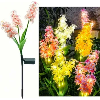 Zahradní dekorace Umělá květina se solárním světlem | Zahradní dekorace | Solární světlo - hyacintově růžová , 2 ks