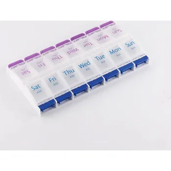 Dávkovač léků Týdenní box na tablety s přihrádkami a víkem | dávkovač léků, organizér léků - Anglická verze-4