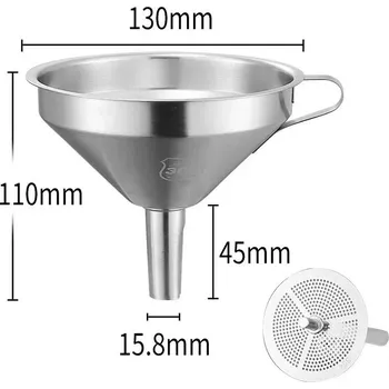 Nerezový trychtýř s jemným sítkem na olej a koření | kuchyňské náčiní, filtr - F