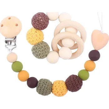 Dřevěné kousátko a dětský náramek se silikonovými korálky | kousátko, hračka - Č. 3