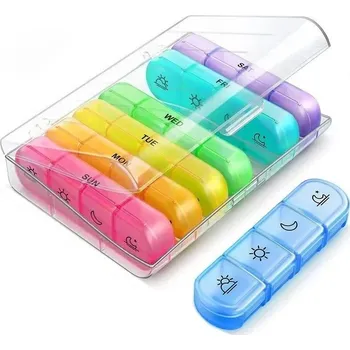 Týdenní box na prášky s velkými přihrádkami | dávkovač léků, krabička na léky - 28 mřížek-C