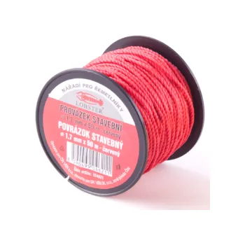 Provázek stavební pletený 1,7mm červený 50m