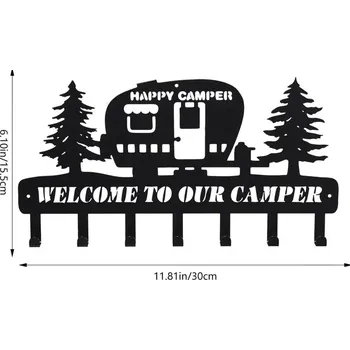 Věšák Držák klíčů s háčky černý kovový | nástěnný věšák, organizér klíčů - TY3371