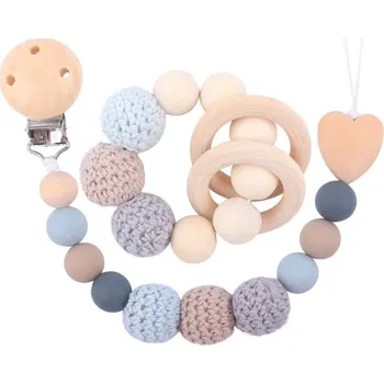 Hračka pro kojence Dřevěné kousátko a dětský náramek se silikonovými korálky | kousátko, hračka - Č. 4