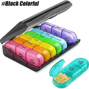 Týdenní box na prášky s velkými přihrádkami | dávkovač léků, krabička na léky - 21 mřížek-B