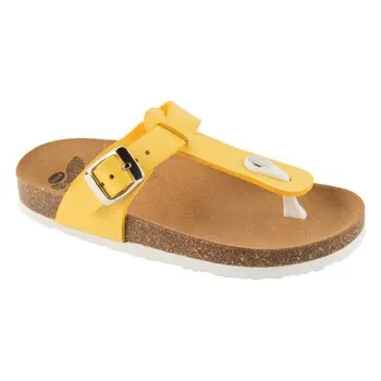 Chlapecké pantofle Scholl BOA VISTA KID dětské zdravotní žabky žluté s Bioprint stélkou