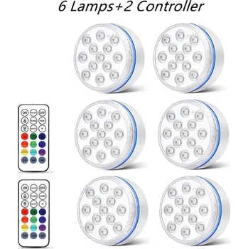 Noční světlo Aktualizované led světlo do vody s dálkovým ovládáním | podvodní světlo, rgb lampa - Ovladač 6 světel 2 , 7 cm