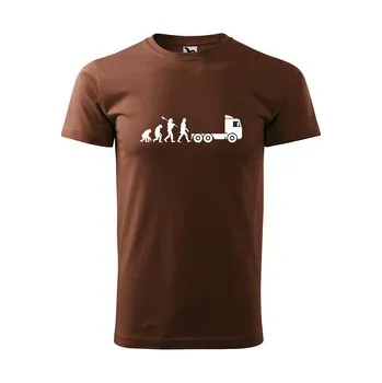 Tričko s potiskem Evoluce kamioňáka: hnědé 3XL