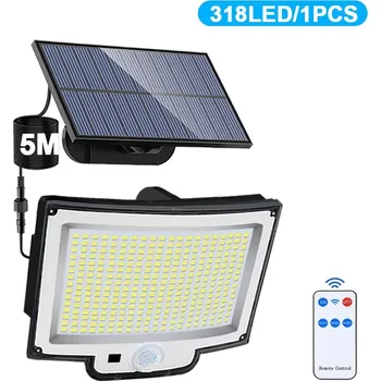 Venkovní osvětlení Silné venkovní solární světlo s čidlem pohybu | bezpečnostní osvětlení - 318LED-1ks