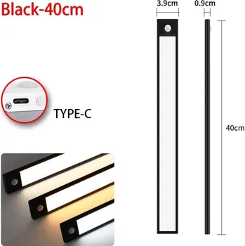 Noční světlo Bezdrátové led světlo s pohybovým senzorem | osvětlení 3 ks - Černá 40 cm
