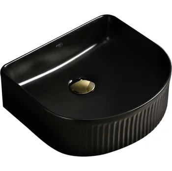 BPS-koupelny Keramické umyvadlo na desku HYD-FO-BL-400 40x35 cm, černé lesklé