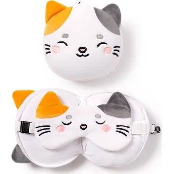 Povlečení Kočičí paní Cestovní polštář a maska na oči se strakatou kočkou