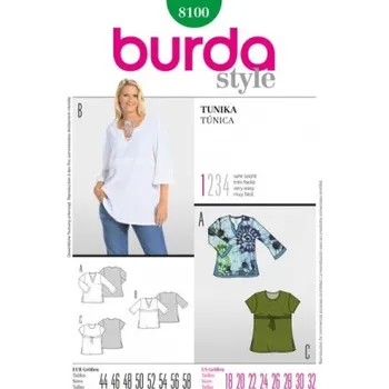 Volný čas Střih Burda číslo 8100 Top, vel. 44 - 58 -