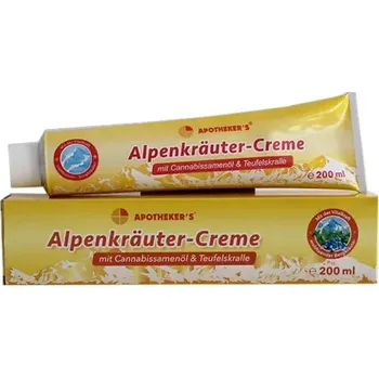 Masážní přípravek Alpenkräuter-Creme bylinný bylinný krém s konopným olejem a čertovým pazúrem – 200 ml