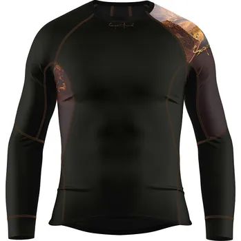 Pánské funkční triko dlouhý rukáv ROUTE 66 černá Bamboo Ultra - Hnědá / XL