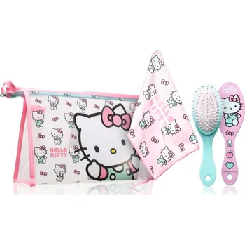 Hello Kitty Travel Set kartáč 1 ks + ručník 29 x 48 cm + kosmetická taštička 23 x 15 x 8 cm