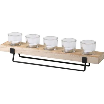 Svícen DOCHTMANN Svícen dřevo, sklo, kov, 46x9x7cm, 5 svíček