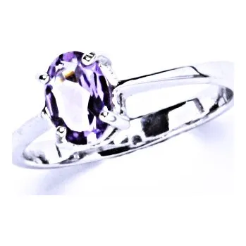Prsten Zlatý prsten, přírodní ametyst světlý, bílé i žluté zlato - T 1246