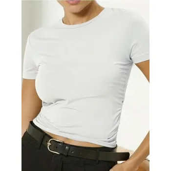 Dámské tričko Sinsay - Tričko se řasením po stranách - bílá - 767BB-00X - 767BB-00X-XXS