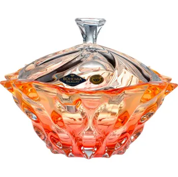 Dóza na potraviny Křišťálová dóza Bohemia Treasury, SAMBA - gradient yellow pink, 21 cm