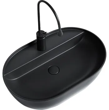 BPS-koupelny Keramické umyvadlo na desku HYD-EI-MTB-605 60,5x40,5 cm, černé matné