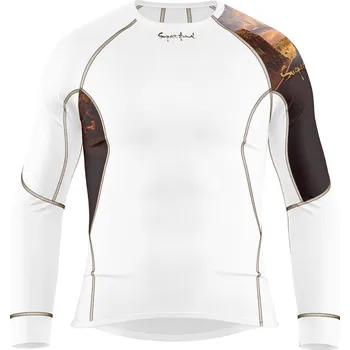 Pánské funkční triko dlouhý rukáv ROUTE 66 bílá Bamboo Ultra - Hnědá / XL