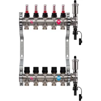 rozdělovač topení TRINNITY rozdělovač nerez 4-cestný 1"xEK, vč. autom. odvzd.ventilu, bez kulového kohoutu