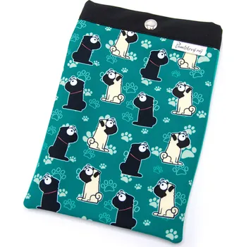 Obal na doklad Pamlskový Ráj Obal na očkovací průkaz psa – mops Barva: petrolejová