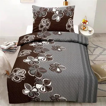 Povlečení Krepové povlečení 140x200 cm, 70x90 cm - Senie hnědý květ