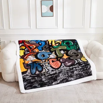 deka Microflanelová deka s beránkem - Grafiti