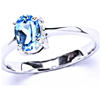 Prsten Zlatý prsten, přírodní topaz swiss, bílé i žluté zlato - T 1246