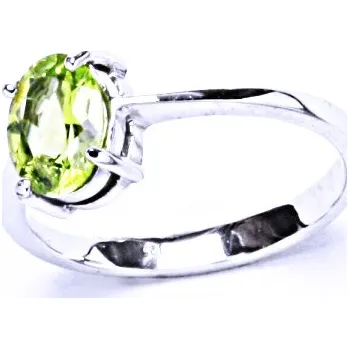 Prsten Zlatý prsten, přírodní olivín, bílé i žluté zlato - T 1245