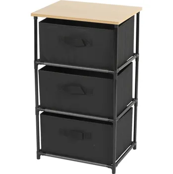 regál DOCHTMANN Regál s úložnými boxy černý 3 police 39x30x68cm