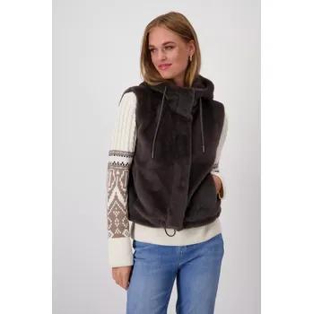 Dámská vesta Monari cozy glamour dámská vesta šedá kožešina 34 59333