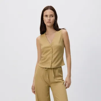 Dámské sako Reserved - Vesta ze strukturovaného úpletu - světle olivová - 473GA-81X - 473GA-81X-XS