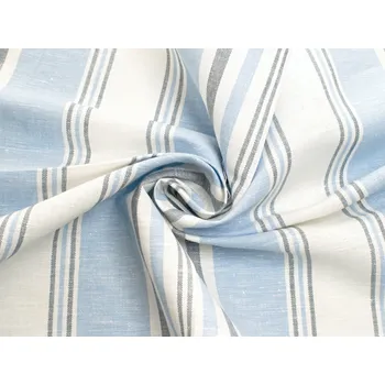 Snový svět Tamara modrý proužek 67% len - lněná látka měkčená
