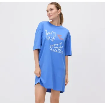 Dámské noční prádlo Reserved - Noční košile s&nbsp;potiskem - modrá - 031EY-55X - 031EY-55X-S